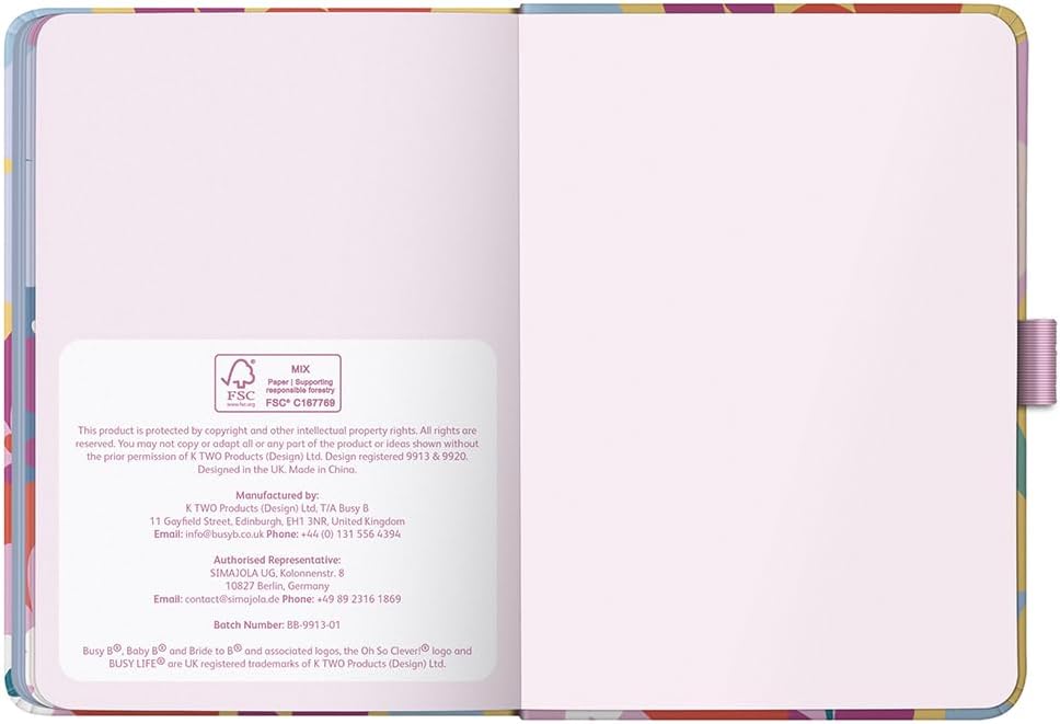 Busy B A6 Diary - Mid-Year Academic Planner - Aug '26 - Aug '27 - Floral Print Planner Journal - Week-to-View with To-Do Lists, Notes Pages, 3 Pockets, Pen Loop, Year Planner & Elastic Closure