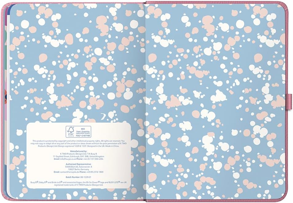 Busy B A5 Weekly Diary - Mid-Year Academic Planner - Aug '26 - Aug '27 - Pink Vegan Leather Cover - Week to View Academic Planner with Stickers, Pen Loop & List Pad