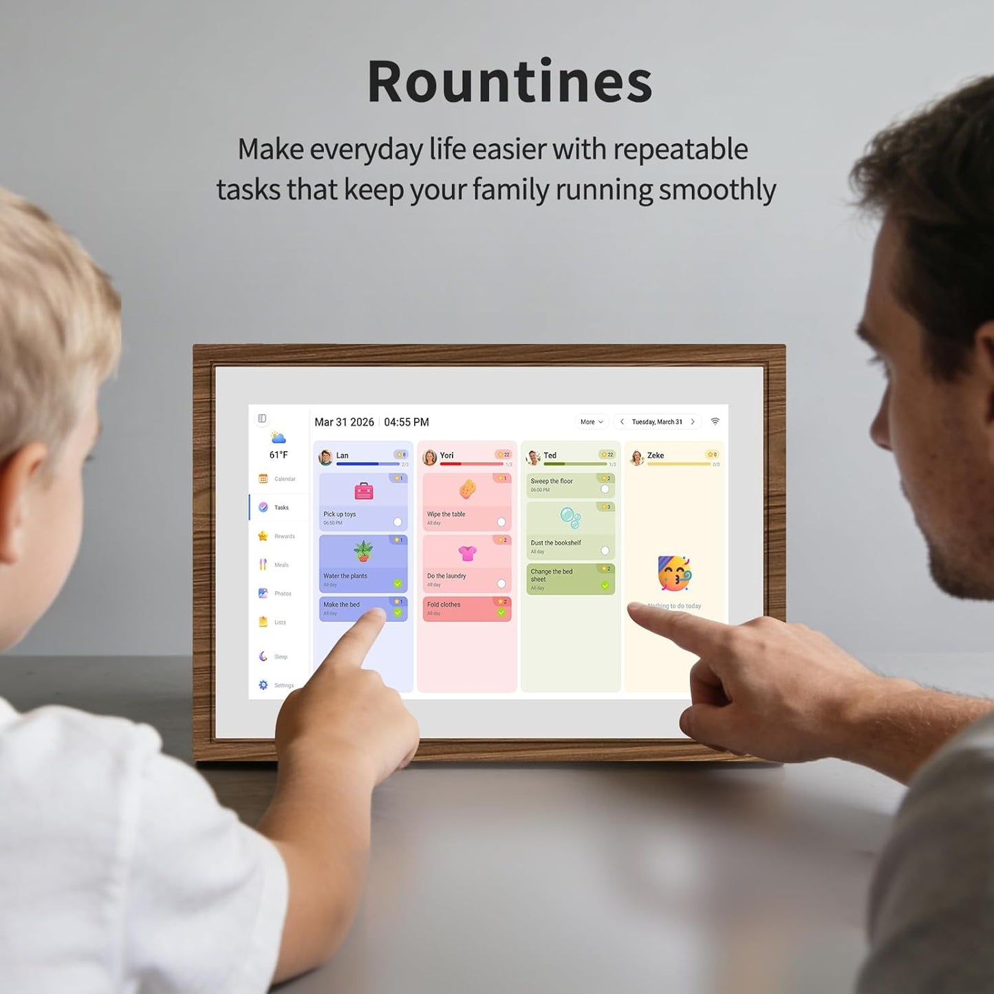 Smart Digital Calendar,Electronic Calendar Family Planner Chore Chart,10.1 inch HD Touchscreen Interactive Display for Family/Team Schedules,Syncs with Google/iCloud,Wall/Desk Mount-APP Control