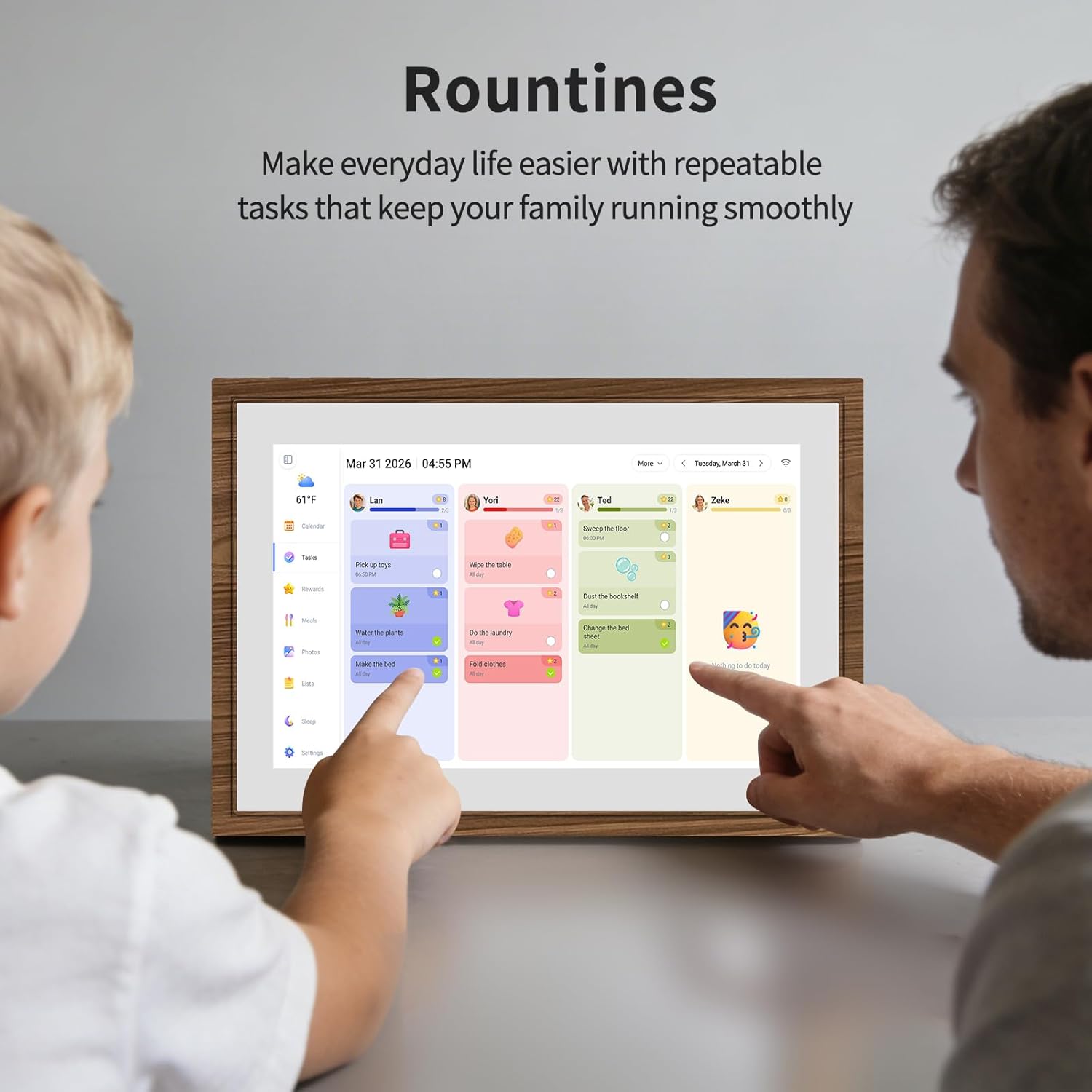 Smart Digital Calendar,Electronic Calendar Family Planner Chore Chart,10.1 inch HD Touchscreen Interactive Display for Family/Team Schedules,Syncs with Google/iCloud,Wall/Desk Mount-APP Control