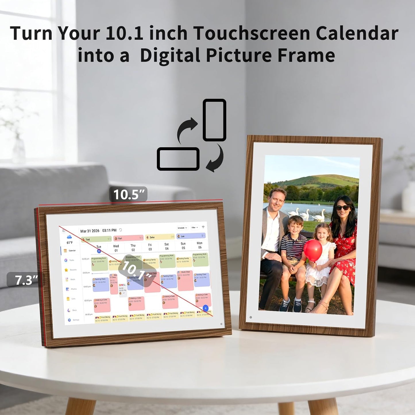 Smart Digital Calendar,Electronic Calendar Family Planner Chore Chart,10.1 inch HD Touchscreen Interactive Display for Family/Team Schedules,Syncs with Google/iCloud,Wall/Desk Mount-APP Control