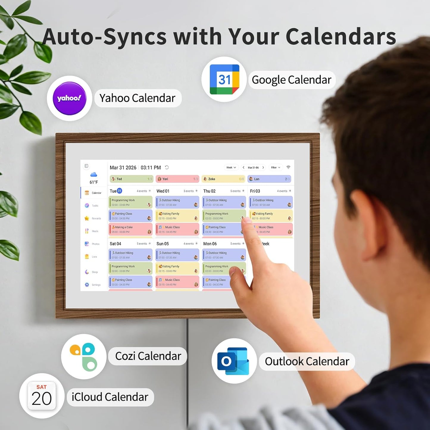 Smart Digital Calendar,Electronic Calendar Family Planner Chore Chart,10.1 inch HD Touchscreen Interactive Display for Family/Team Schedules,Syncs with Google/iCloud,Wall/Desk Mount-APP Control