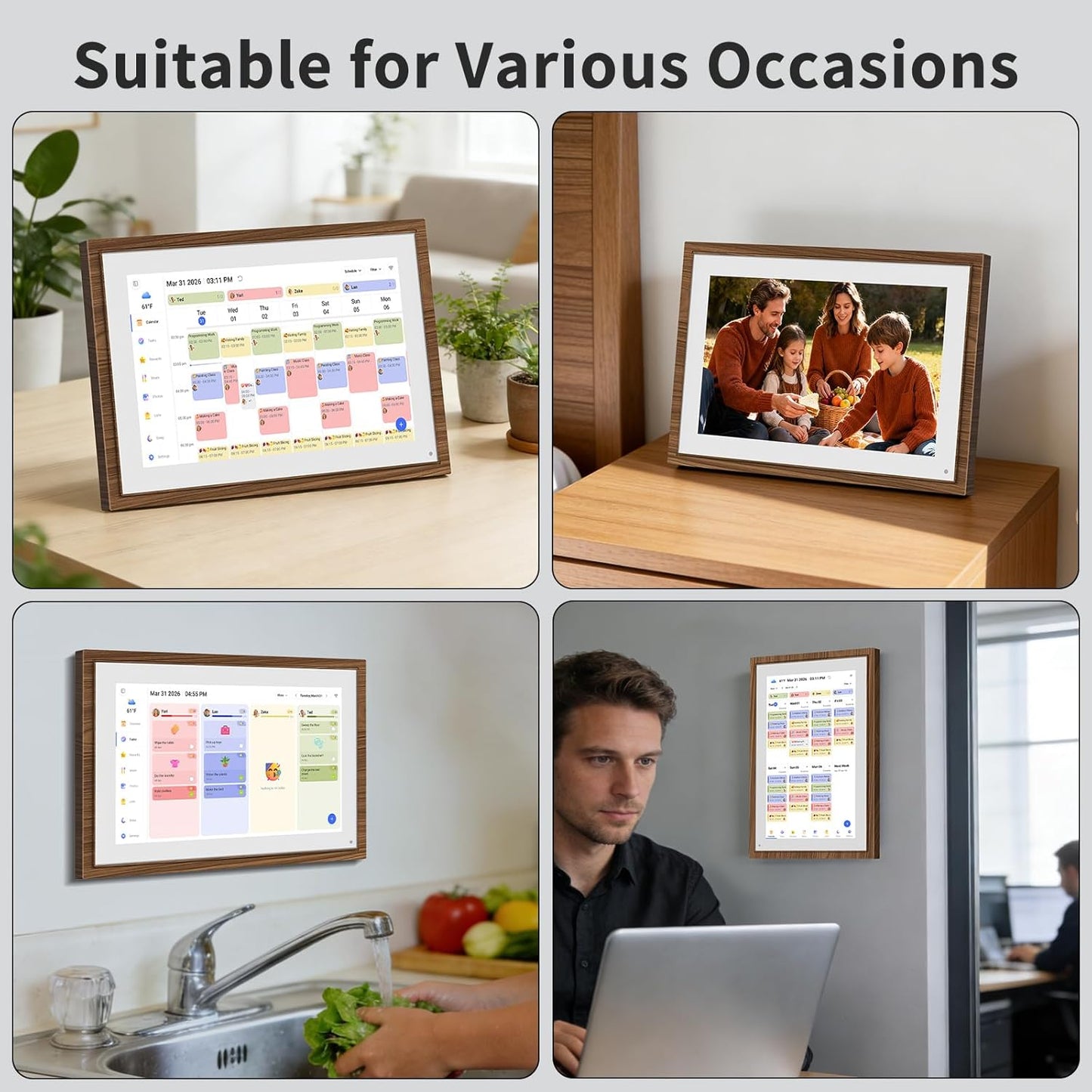Smart Digital Calendar,Electronic Calendar Family Planner Chore Chart,10.1 inch HD Touchscreen Interactive Display for Family/Team Schedules,Syncs with Google/iCloud,Wall/Desk Mount-APP Control